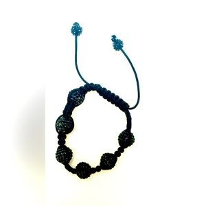 Elegant Black Beaded Macrame Bracelet